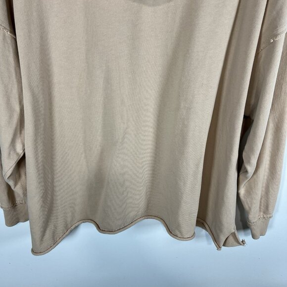 Aerie Hoodie Sweatshirt Beige Lace Up Oversized Pullover Lounge Size Medium - Picture 10 of 10